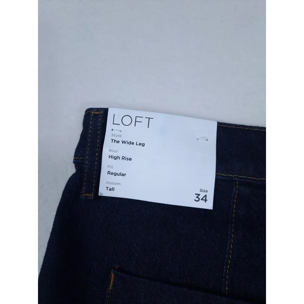 Ann Taylor Loft Jeans Woman's 34 ACT‎ 40 Dark Indigo Blue The Wide Leg High Rise - Picture 5 of 13